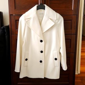 Calvin Klein Cream Pea Coat - Size 8